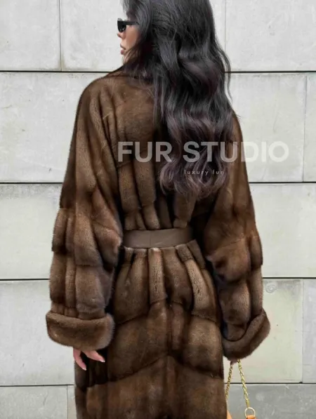 Кимоно шуба английский воротник - цвет соболь - фото 4