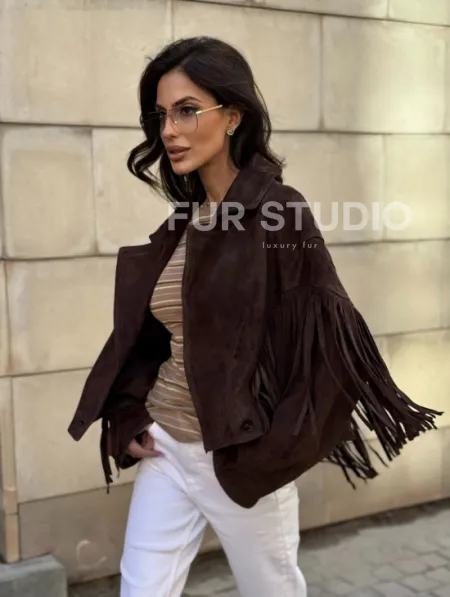 Кожаная куртка с бахромой - фото 9