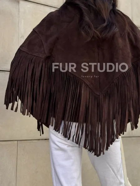 Кожаная куртка с бахромой - фото 1