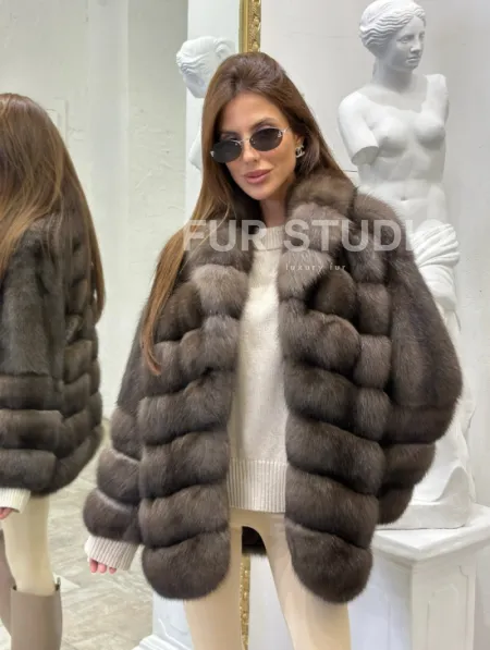 Стильный жакет из меха соболя - фото 0