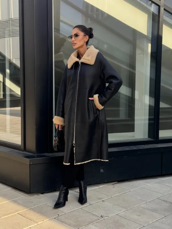 Женская натуральная дубленка из кожи силка - фото 11