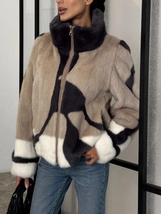 Норковая шуба - бомбер на молнии - фото 4