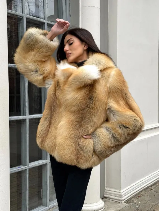 Полушубок из меха альпийской лисы Premium Golden Fox - фото 7
