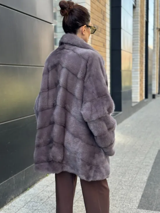 Шуба норковая - жакет лаванда - фото 5
