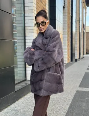 Шуба норковая - жакет лаванда - фото 13