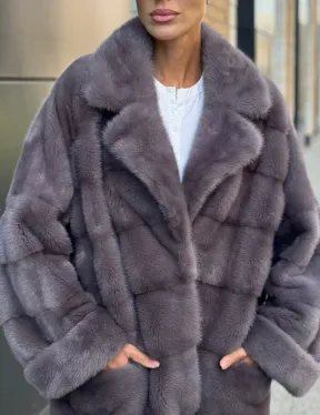 Шуба норковая - жакет лаванда - фото 1