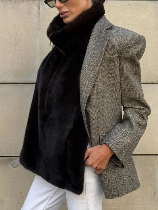 Норковая манишка женская - фото 1