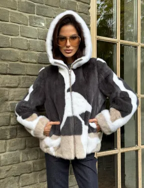 Норковая куртка с капюшоном - фото 8