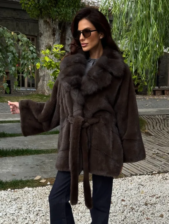 Шуба автоледи норковая - цвет коричневый - фото 6
