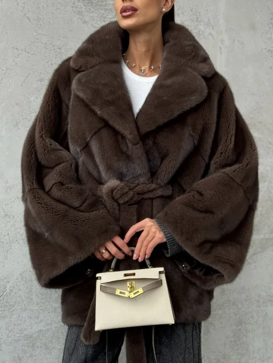 Полушубок норковый с английским воротником - летучка - фото 4