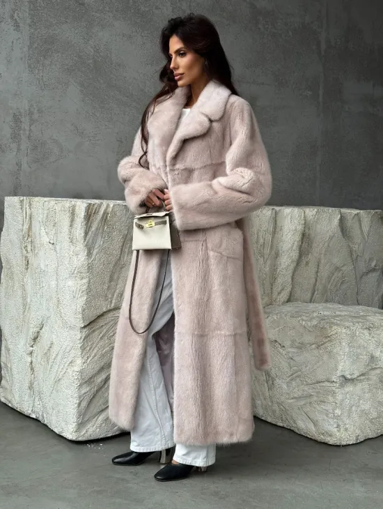 Светлая классическая норковая шуба - фото 10