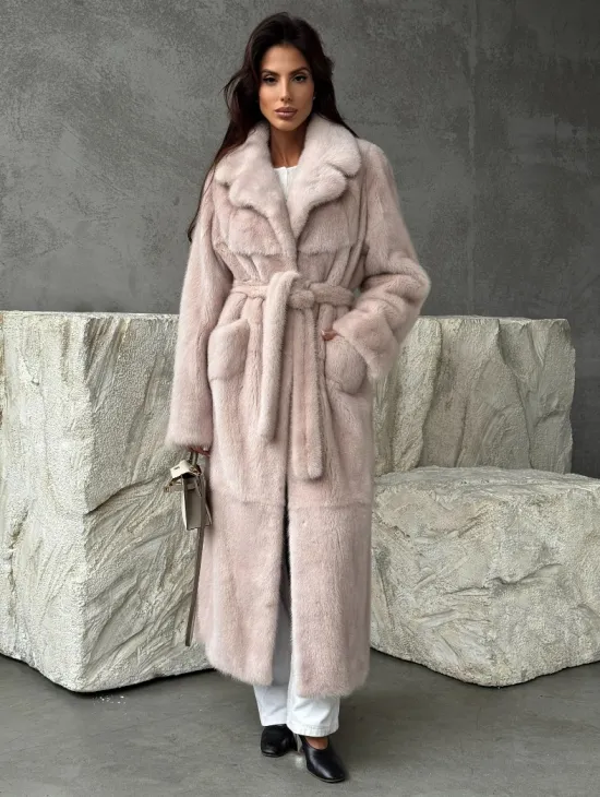 Светлая классическая норковая шуба - фото 8