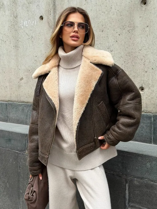 Дубленка - пилот женская - фото 5