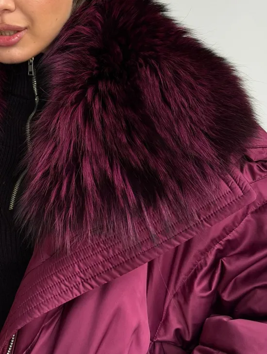 Пуховик с мехом чернобурки - фото 1