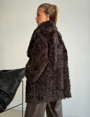 Дублёнка коричневая из овчины - тиградо - фото 5