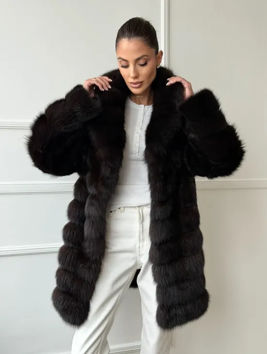 Шуба из куницы английский воротник - фото 11