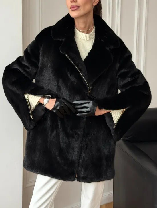 Черная норковая косуха - фото 4