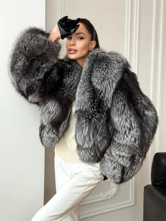 Кроп-шуба из чернобурой лисы - фото 11
