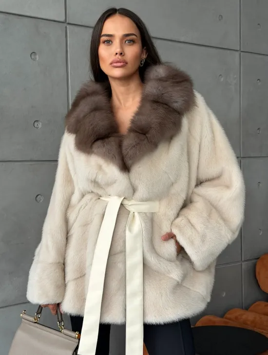 Норковая шуба - куртка с мехом куницы - фото 4