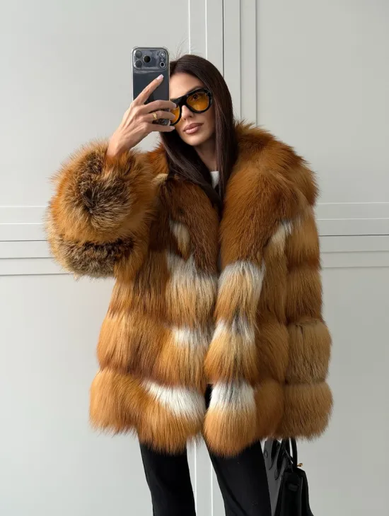 Шуба из натурального меха - лиса огнёвка - фото 0