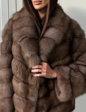 Куртка из куницы - воротник шаль - фото 1