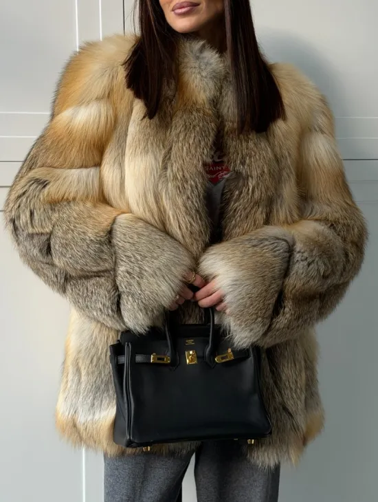Полушубок из лисы - рукава косички - фото 3