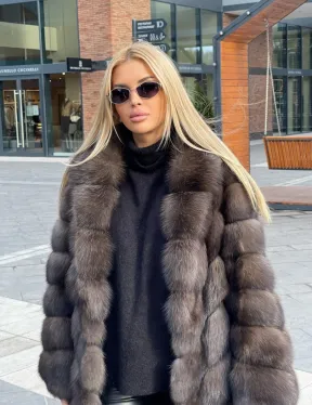 Шуба из меха соболя, воротник шаль - фото 1