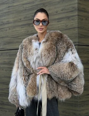 Шуба - летучка из меха рыси - фото 13