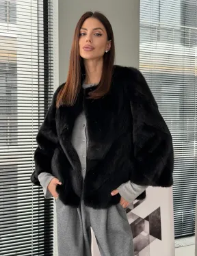 Норковый жакет - цвет черный - фото 5