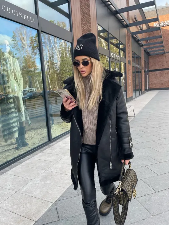 Дубленка авиатор удлиненная - фото 1