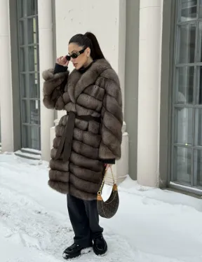 Шуба из меха соболя цвет Тортор  седина 1/2 - фото 6