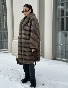 Шуба из меха соболя цвет Тортор  седина 1/2 - фото 4