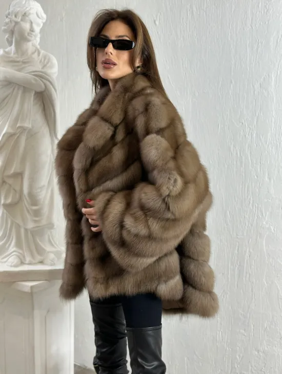 Жакет из куницы с шалью - фото 1