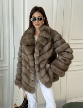 Шуба из куницы воротник английский - фото 1